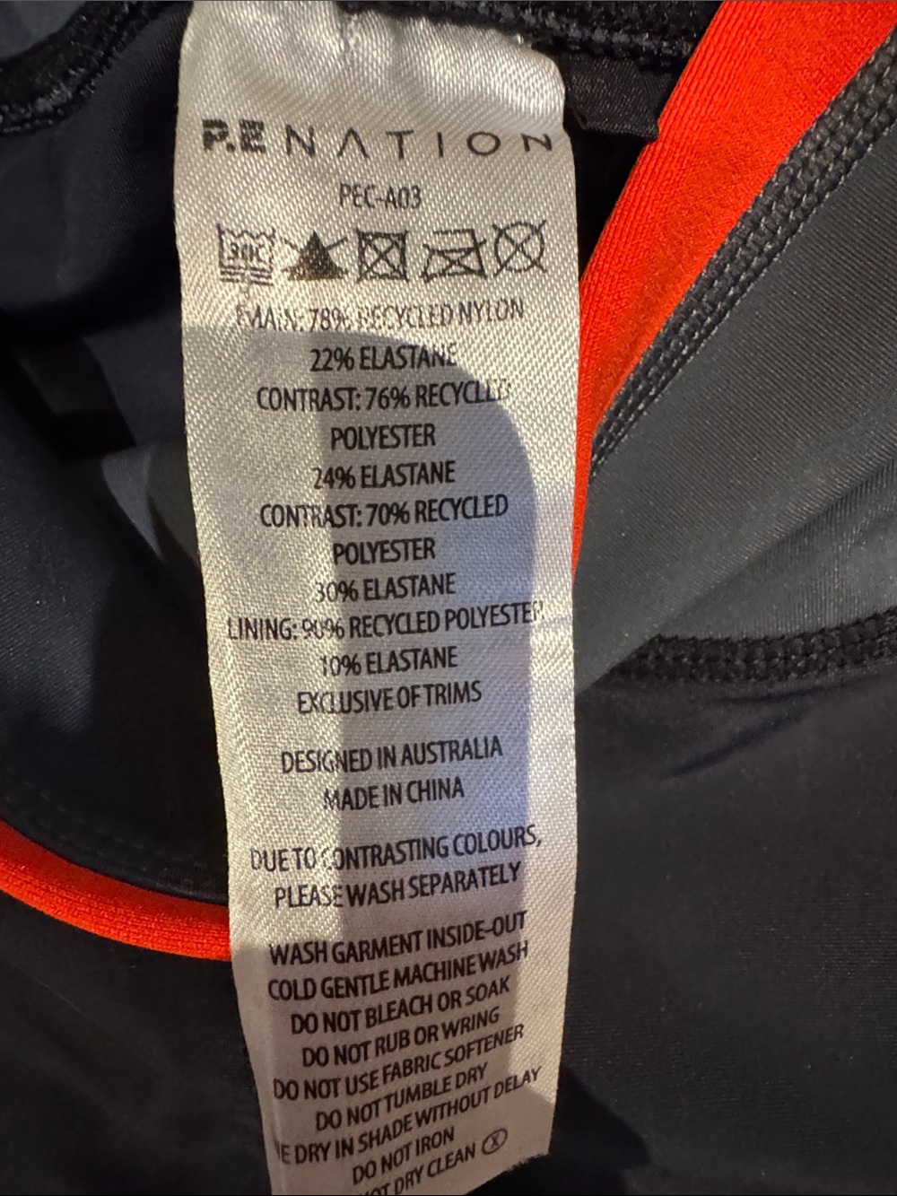 P.E Nation Colorblock Leggings XS Black Gray Orange Mesh Athletic Activewear - Picture 9 of 9